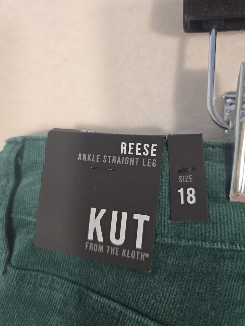 Kut From The Kloth REESE NWT Green Corduroy Raw Hem Fall casual Pants. Ladies 18 - Picture 10 of 13